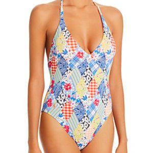 Polo Ralph Lauren Patchwork Plunge Neck One Piece